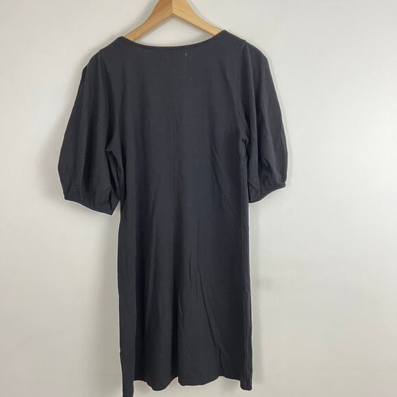 Velvet Graham & Spencer Anthropologie Puff Sleeve V Neck Black Dress Size Medium - Picture 3 of 8